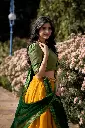 Mustard Yellow Kanchipuram traditional Thavani set